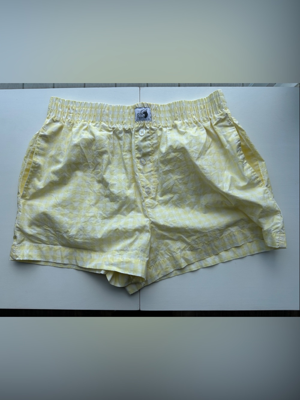 Women's Yellow Elastic Waist Casual Shorts
